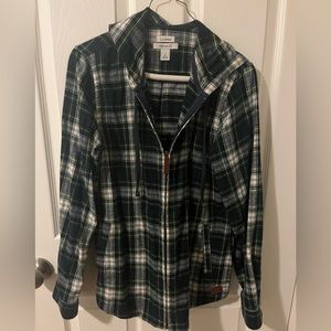 L. L. BEAN Size Small Women’s Scotch Plaid Flannel Shirt/ Jacket with zipper.